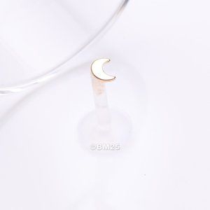 14 Karat Gold Crescent Moon Plate Top Bio-Flex Labret